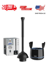 MR.Siga Heavy Duty Toilet Plunger with Holder Combo for Bathroom Cleaning, Black