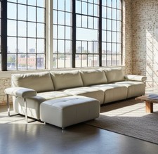vintage style modular leather corner sofa  1960s 70s Heals  timothy oulton style