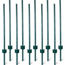 Heavy Duty Metal Fence Posts 4FT 10-Pack U-Channel Steel Garden Anchor Posts