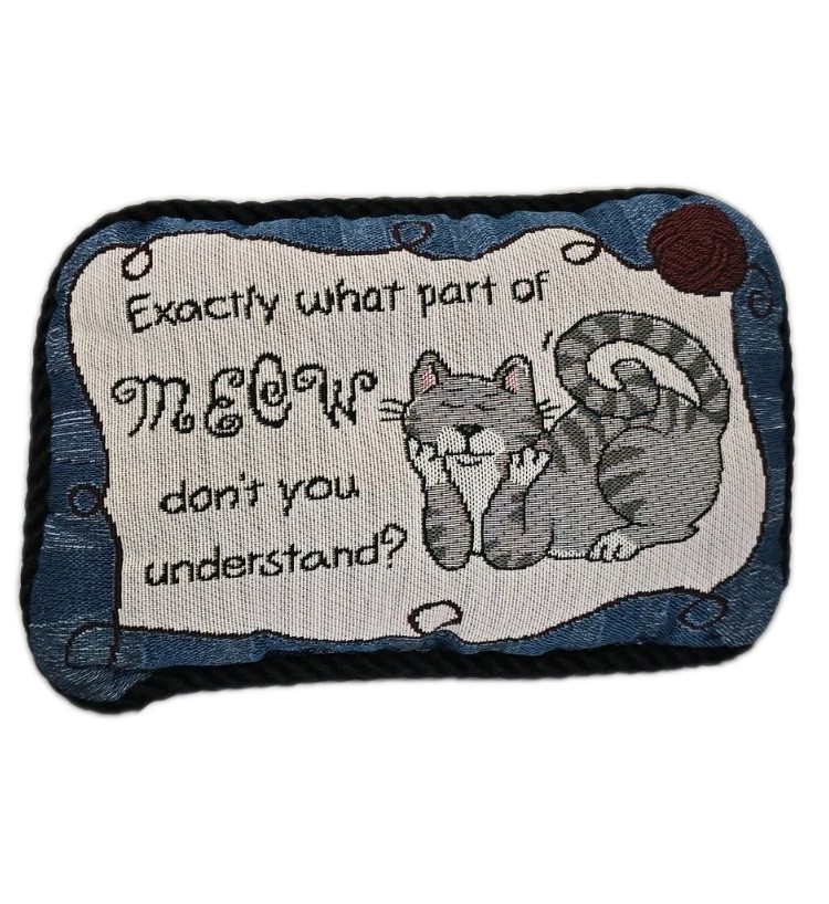 Vintage Cat Tapestry Pillow – “Exactly What Part of Meow Don’t You Understand?”