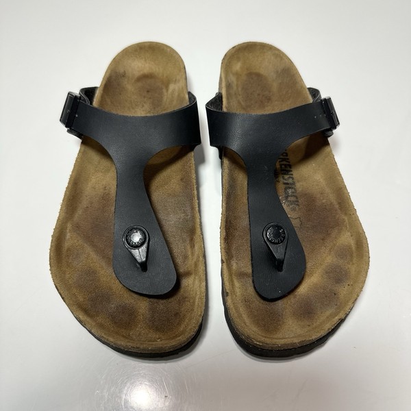BIRKENSTOCK Gizeh Black Slides Flats Size 38 (7) #39144