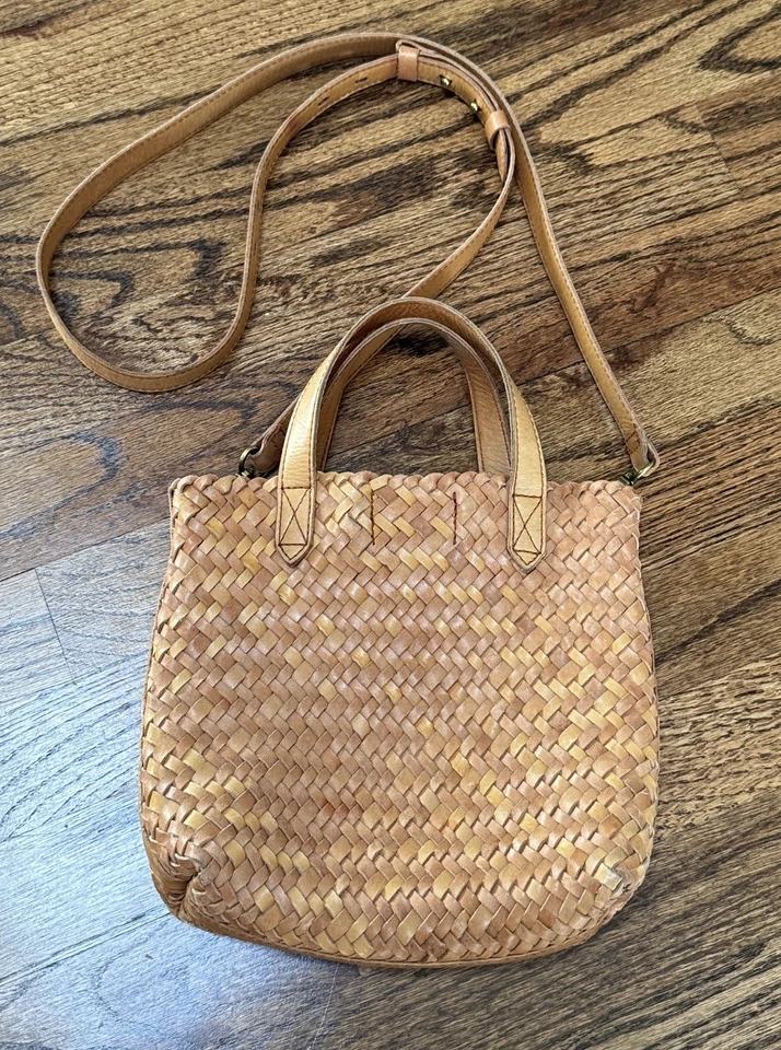 Madewell The Small Transport Crossbody Woven Leather Bag Burnished Caramel - Image 3 of 4