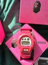 A BATHING APE BAPE  G-SHOCK Pink Rubber Limited Edition of 1000 W/Box Used