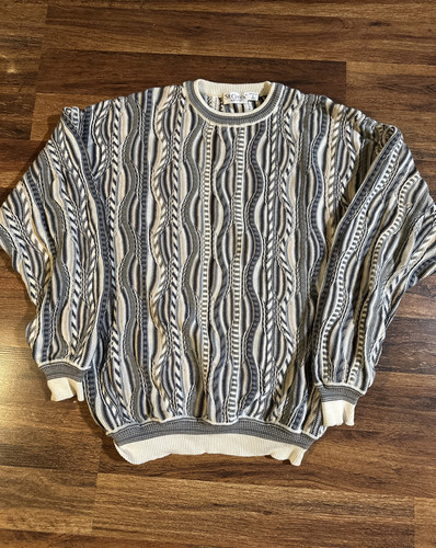 St. Croix Mens Pullover Sweater Multicolor Stripe Texture Biggie Cosby Vintage L - Picture 1 of 7
