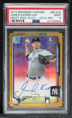 2015 Bowman Draft Gold Refractor 33/50 James Kaprielian PSA 9 MINT Auto 5b9
