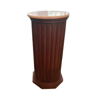 Vintage Weiman Neoclassical Fluted Pedestal in Carved Wood With Marble Top 70s