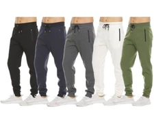 {3-Pack} Men's Fleece Active Jogger Pants with Zipper Pockets
