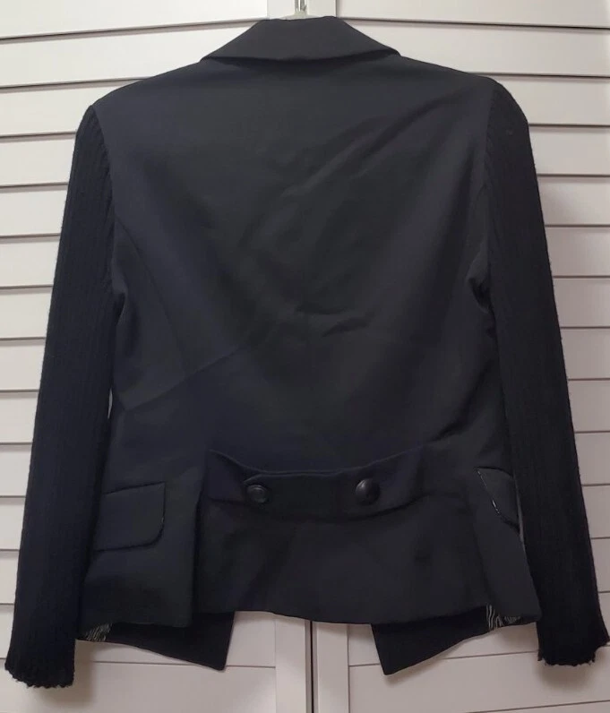 Versus Gianni Versace Blazer Jacket Black Button Ribbed Wool Women's 32 IT - Image 2 of 4