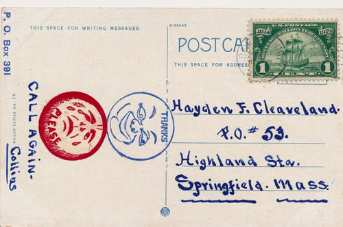 100 YEAR OLD EMOJI- ON POST CARD- DATED MARCH 27, 1925. FROM DAYTON, OHIO.