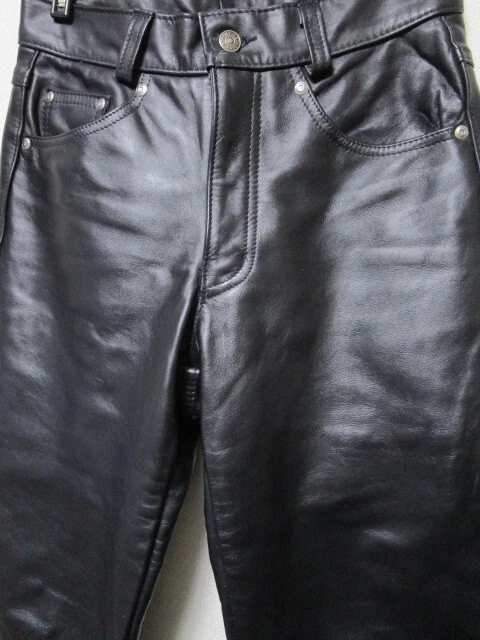 Schott 600 Straight Leather Pants Size30 Black Good Condition Men'S