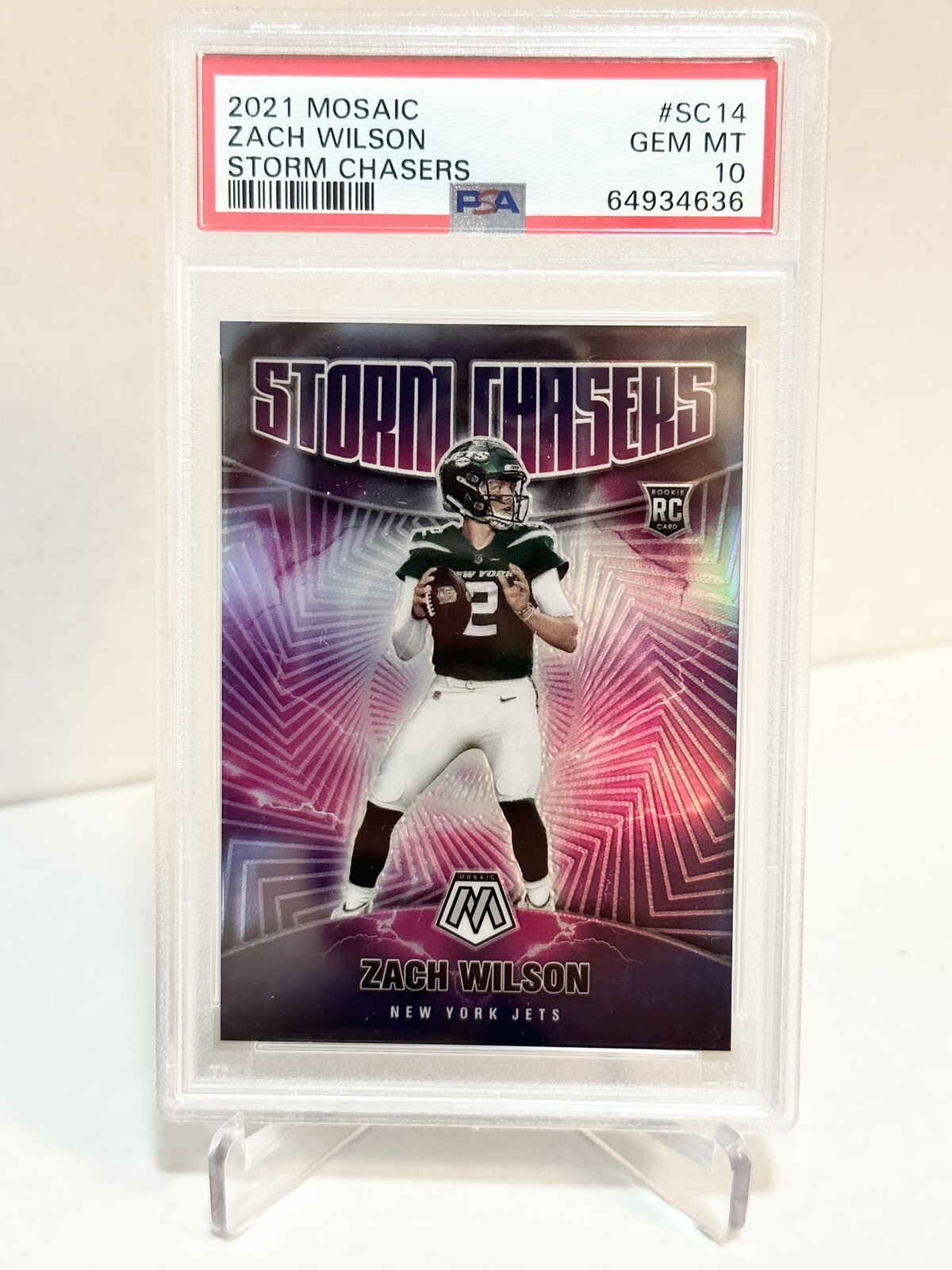 2021 Panini Mosaic STORM CHASERS Zac Wilson SSP Rookie PSA 10