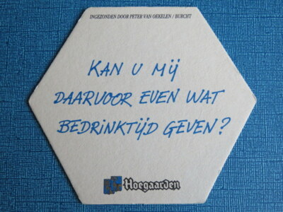 1992 Beer Pub Coaster ~ Brouwerij van Hoegaarden Wit Bier ~ BELGIUM Brewery