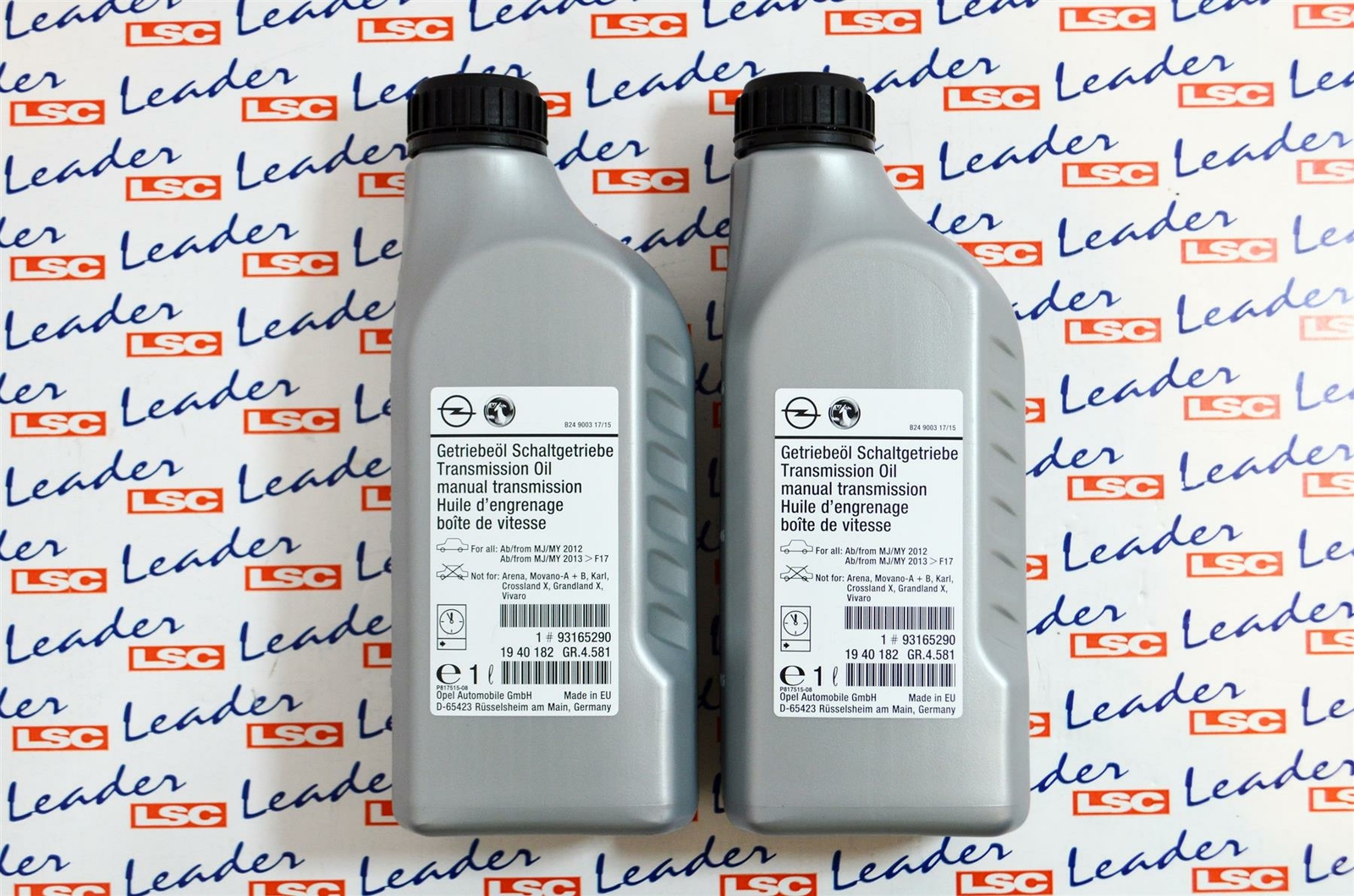 2 x ORIGINAL Vauxhall MANUAL TRANSMISSION FLUID / GEARBOX OIL 93165290