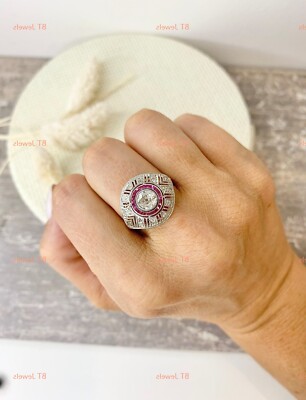 Vintage Art Deco Target Ring Sterling Silver Ring Two-Tone Gold Ring  UK