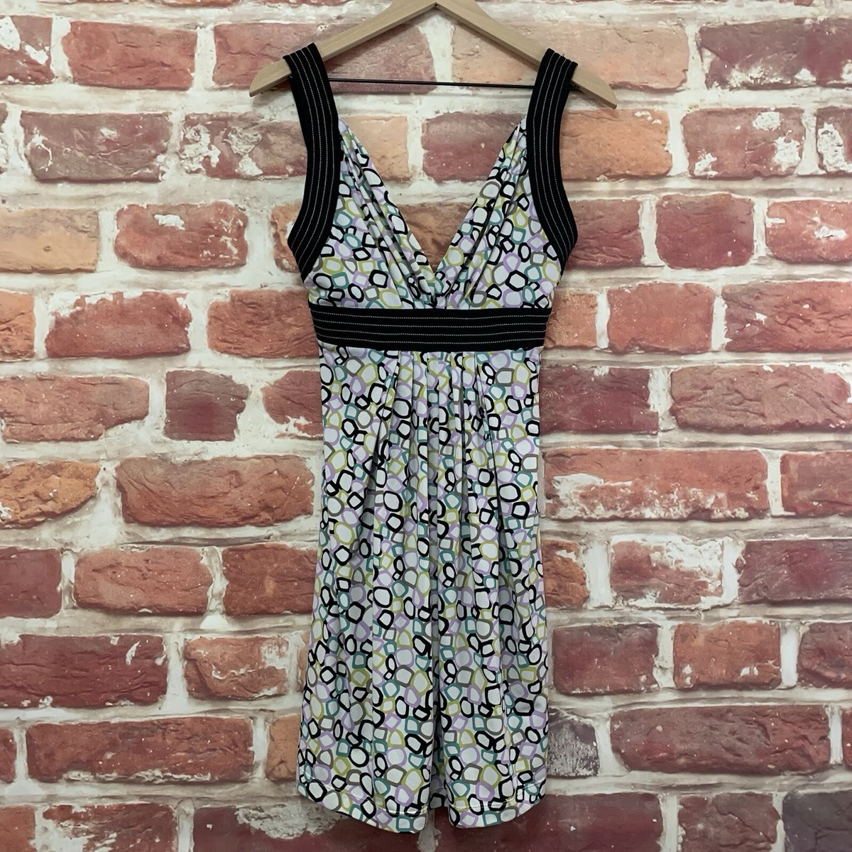 Bcbgmaxazria Dress Womens Small Multicolor Abstract Tie Waist Casual  Popover | eBay