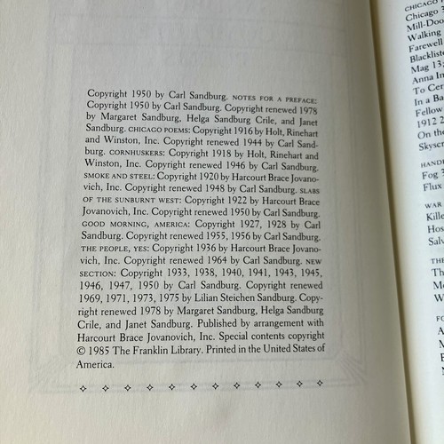 Franklin Library Carl Sandburg Complete Poems Hardback Book Fog Chicago - Picture 6 of 21