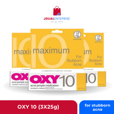 OXY 10 3X25g Acne Pimple Medication For Stubborn Acne 10 Benzoyl Peroxide