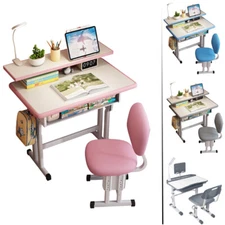 Kids Learning Study Table and Chair Set,Teenagers Desk,Multi-color,Easy Install