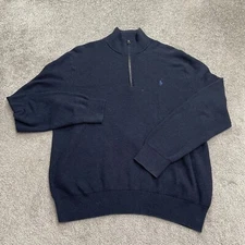 Polo Ralph Lauren 1/4 Zip Pullover Sweater Mens XL Navy Blue Cotton Pony Logo