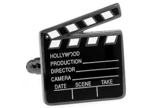 Movie Clapboard Pair Cufflinks Director Wedding Fancy Gift Box & Polishing Cloth