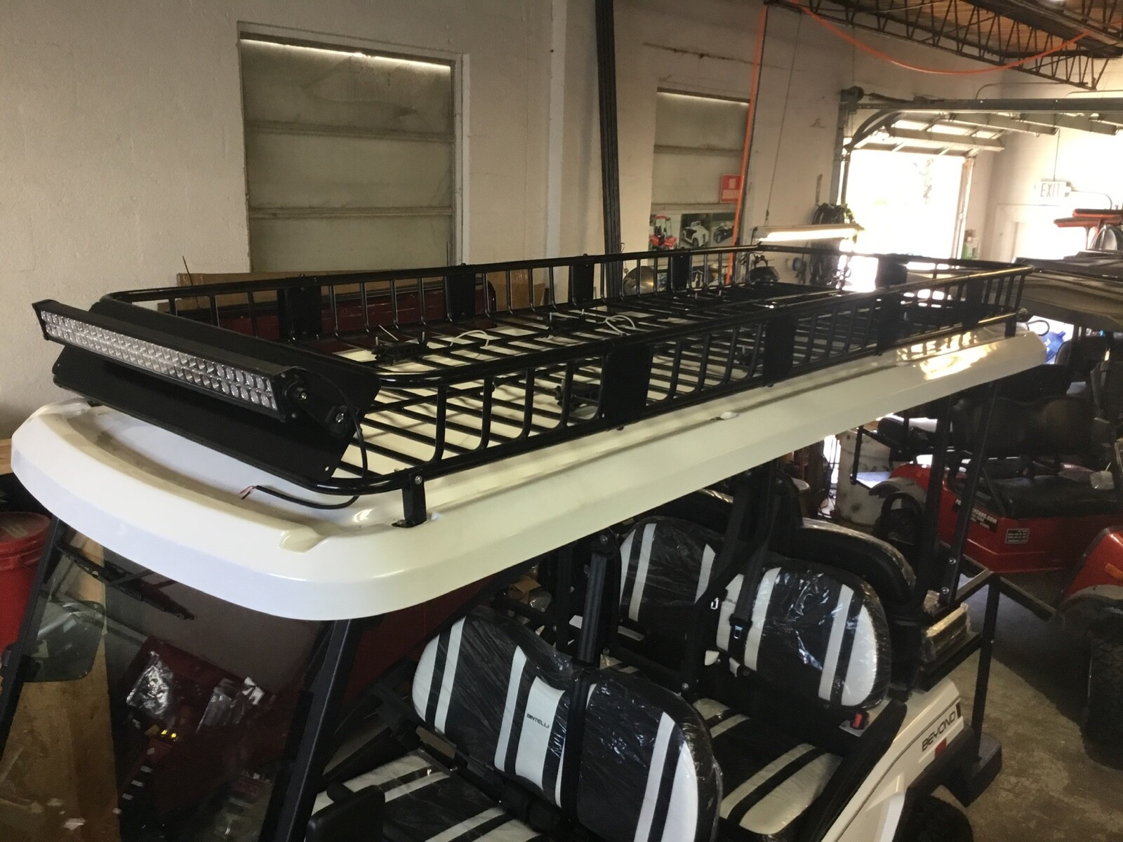 EZGO CLUB CAR YAMAHA ICON BLACK GOLF CART ROOF RACK BASKET 6 PASSENGER SEAT LIMO