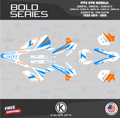 Graphics Kit for KTM Enduro 250XCF-W, 350XCF-W (2014-2015) Bold - Cyan
