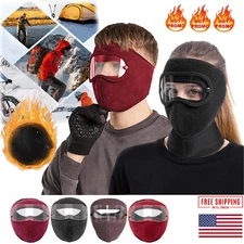 Windproof Fleece Warm Winter Balaclava Face Mask With Anti-Fog Goggles Skull Cap