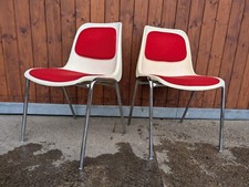 Stapelstuhl Designer Vintage Stuhl Chrom Helmut Starke Space Age weiß 70er 1/18