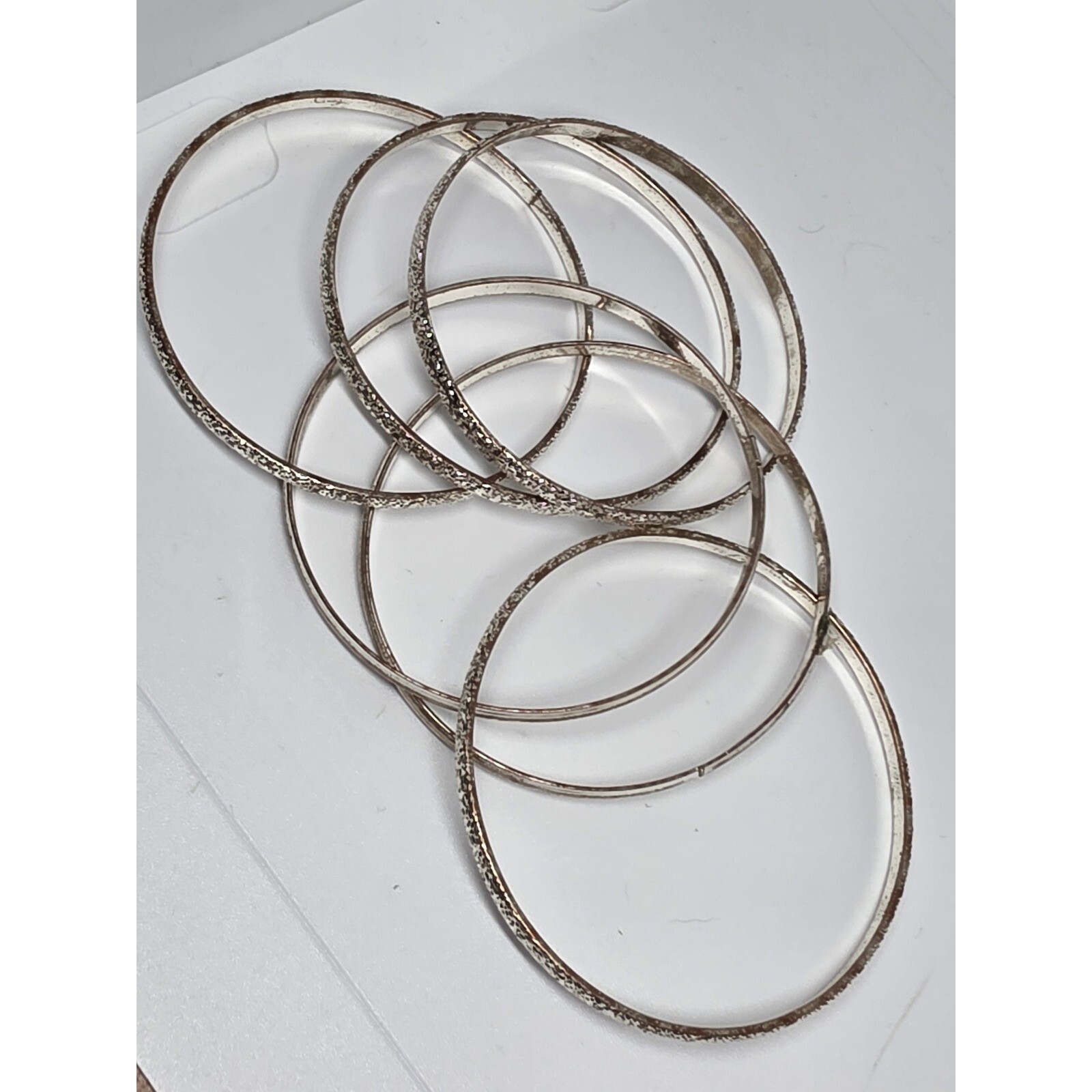 Silver Bangle Bracelet Set - Stackable, Textured,… - image 3