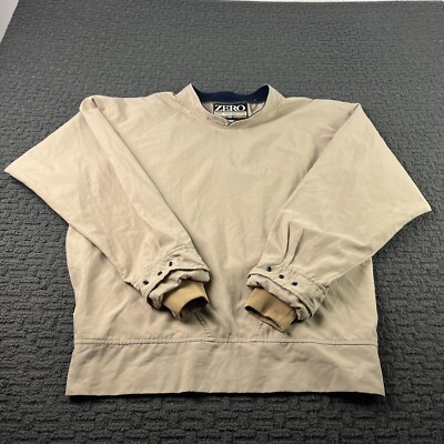 Zero Restriction Jacket Mens Large Beige Windbreaker Golf V-Neck Pullover