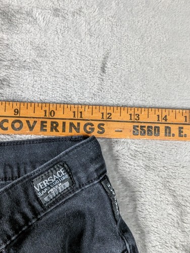 Versace Jeans Womens 27 Black Slim Fit Straight Pants Couture Ittierre Big V - Picture 3 of 15