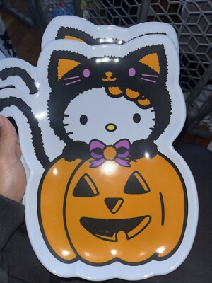 Sanrio Hello Kitty Halloween BLACK CAT PUMPKIN 12  Melamine Plate Platter NEW