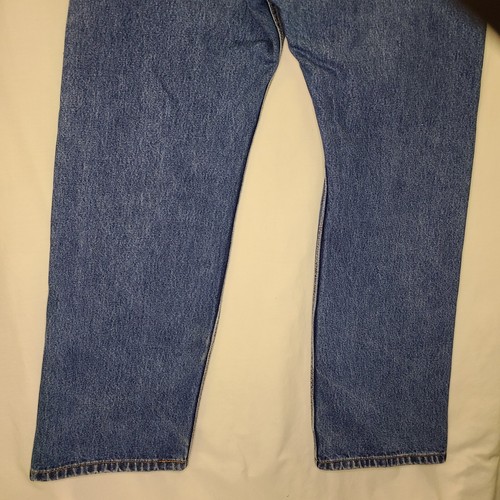 Vtg Levis 505 blue jeans mens size 42X29 distressed wear stains patched thrashed - Picture 6 of 13