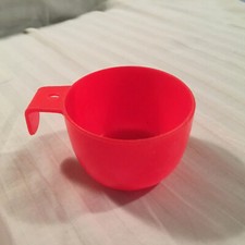 Toy plastic pot, red plastic cup - from play set , about 2.5 top diameter mug