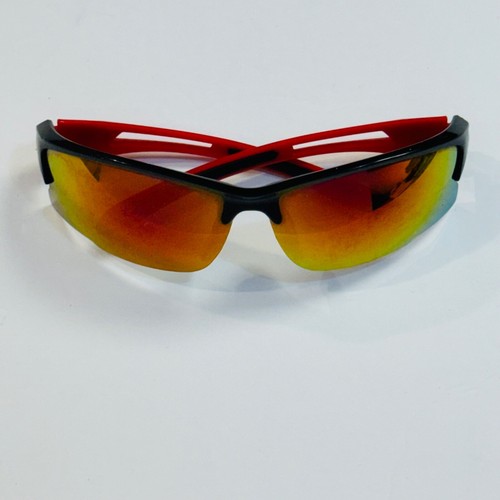 KHAN POLARIZED SEMI RIMLESS SHIELD WRAP AROUND SUNGLASSES SPORT OUTDOORS RED