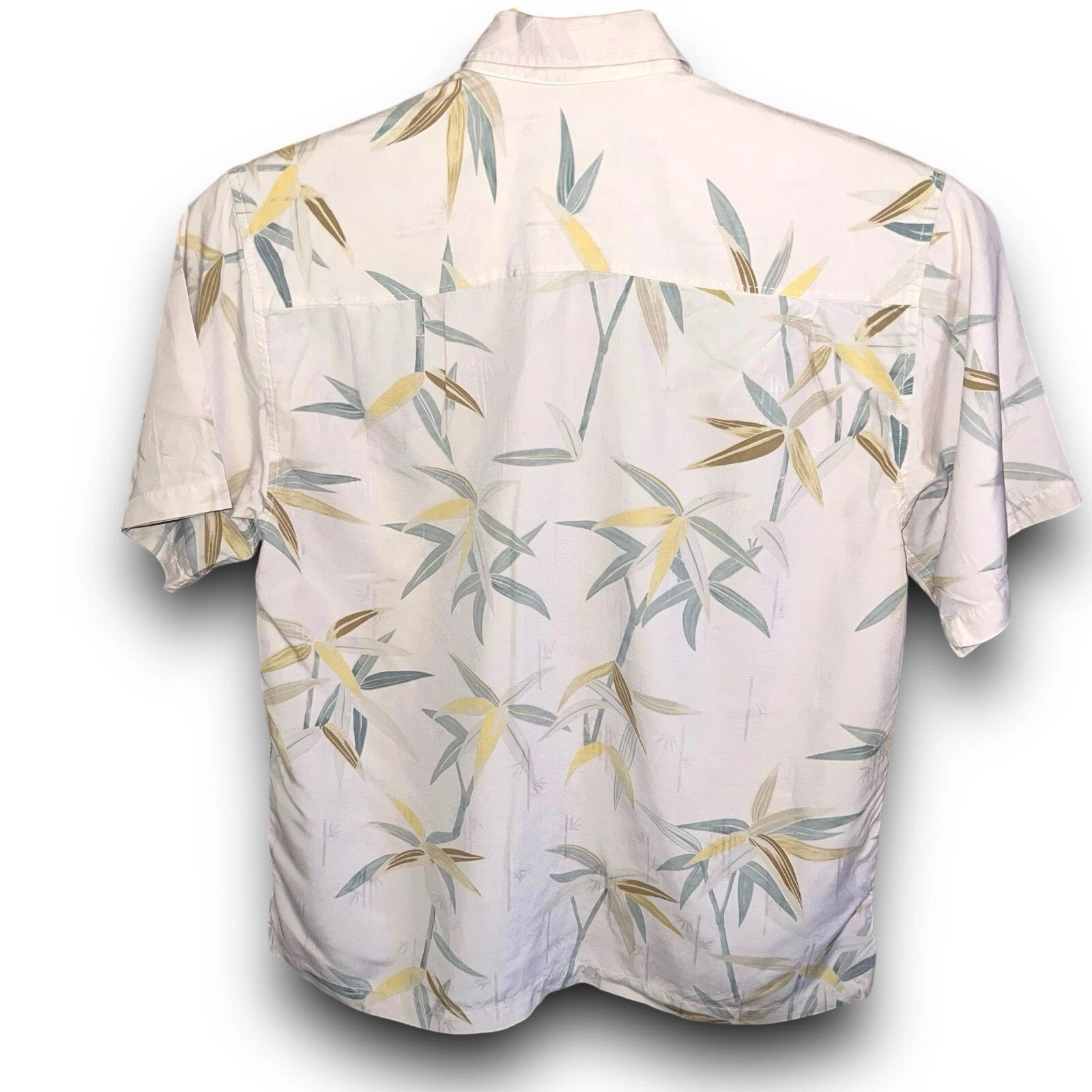 Tommy Bahama XL Hawaiian Camp Jaquard Pastel Stitch Design Shirt Ivory 100% Silk
Opens in a new wind