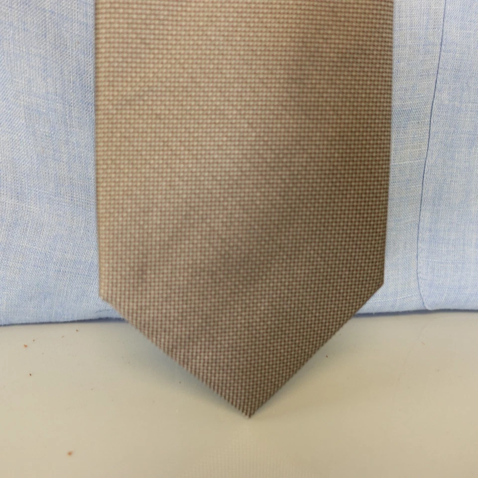 Neck Tie Mens CALVIN KLEIN Silver Metallic Micro Check Woven Suit Dress Designer - Image 2 of 4