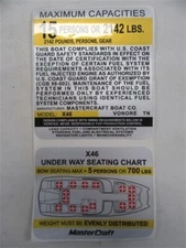 MASTER CRAFT X46 15 PERSONS MAX / SEATING CHART DECAL KIT (2) 753768B MARINE