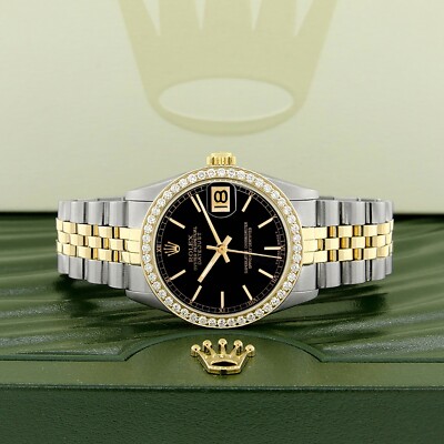 ジェフ　2/2 Rolex Datejust 2-tone 31mm 68273 Black Track Watch With 0.95