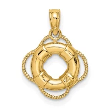 14k Yellow Gold 3D Lifesaver Charm Pendant Gift for Mother