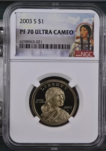 2003-S Sacagawea $1 NGC PF 70 Ultra Cameo Sacagawea label
