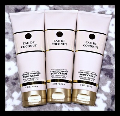 Bath & Body Works Eau De Coconut 8 oz Ultimate Hydration Body Cream x3
