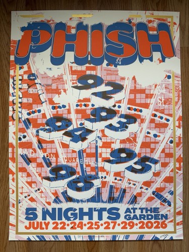 Phish Poster 7/22 7/24 7/25 7/27 7/29 Madison Square Garden New York MSG 2026