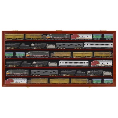 HO Scale Trains Display Case Wall Cabinet Shelves Compatible with Mahogany