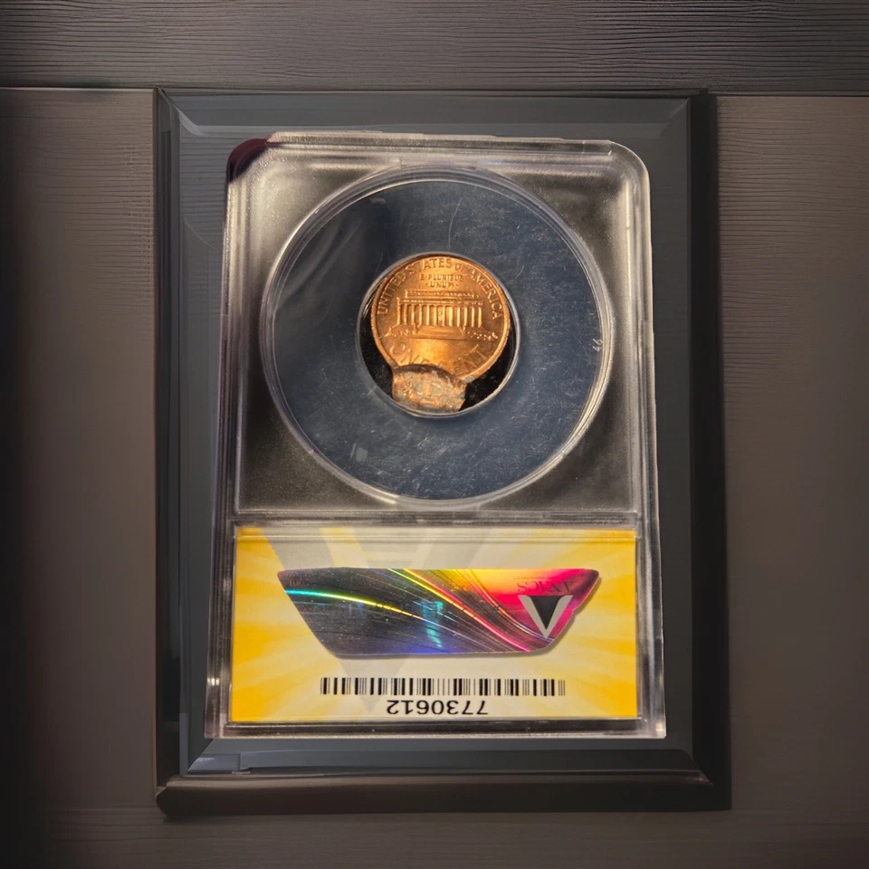 1999 DBL 2nd Struck Lincoln Memorial Cent 95%Off Center ANACS MS 60 Red - Image 2 of 2