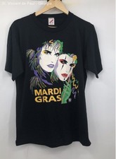 Jerzees Black Y2K Mardi Gras SS Graphic T Shirt Men's L USA Made New Orleans