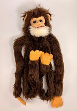 Vintage Brown Monkey Puppet Shaggy Hairy Long Hanging Hands Feet Hook  Loop