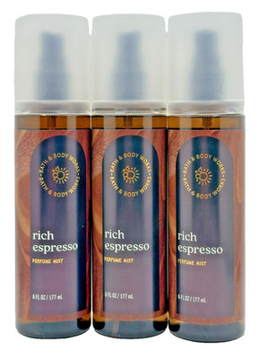NEW Bath & Body Works Lot of 3 Bottles Rich Espresso Perfume Mist Spray 6 oz