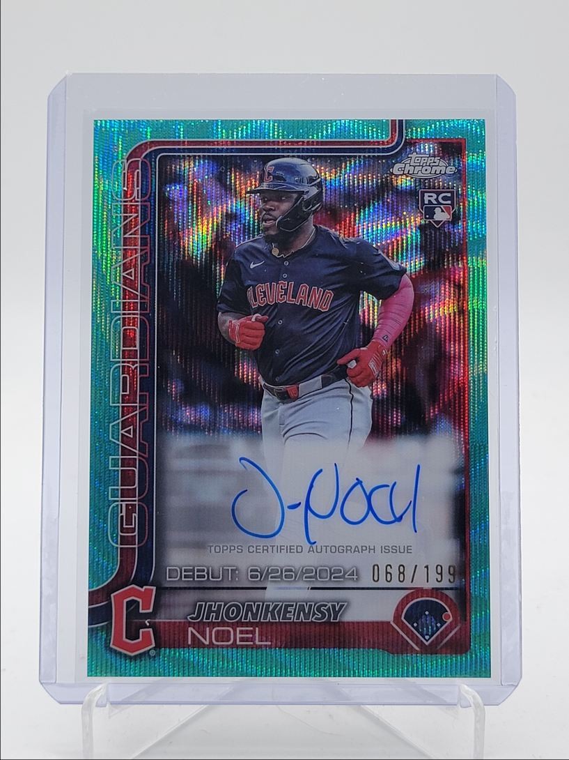 JHONKENSY NOEL 2025 TOPPS CHROME ROOKIE DEBUT AQUA WAVE RC AUTO /199 Q2754