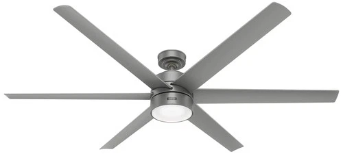 72" Hunter Solaria Silver Outdoor Rated Ceiling Fan with Wall Control - Picture 2 of 10